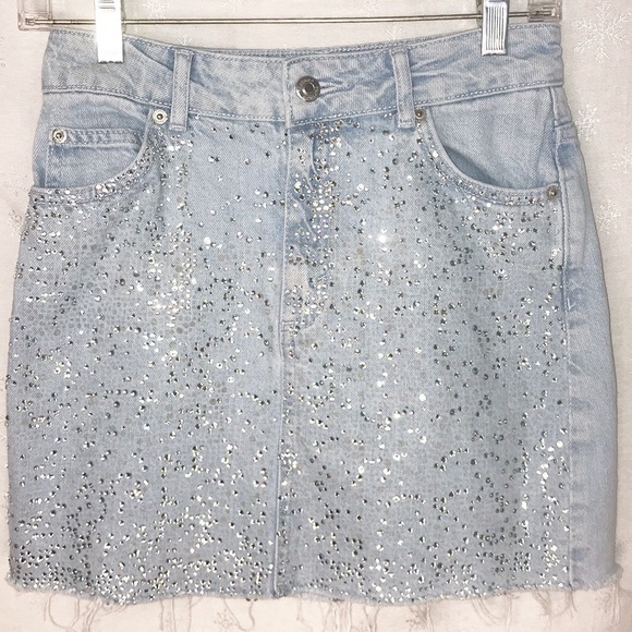 Denim skirt with rhinestones Clearance
